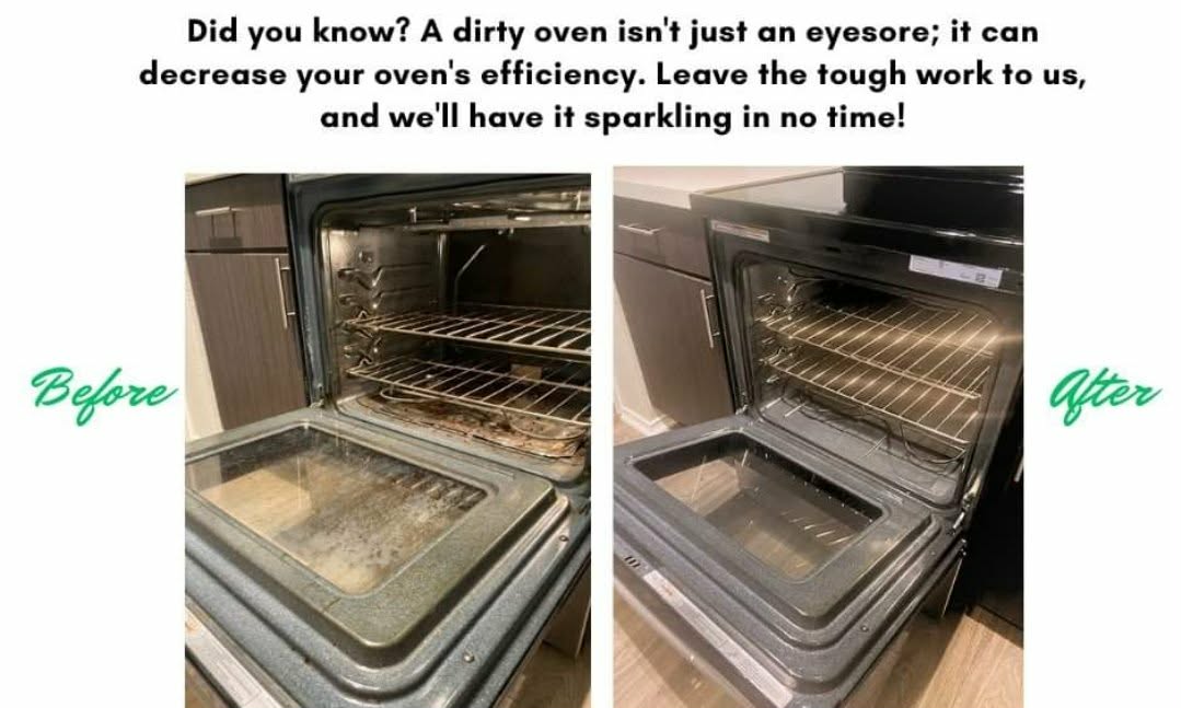 Before and after oven deep cleaning by Bubblin' Betty's Facility Services
